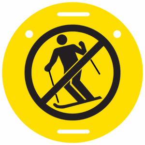 Marking Disc, Yellow, No Skiing Symbol, 9.5" Diameter, Black Ink