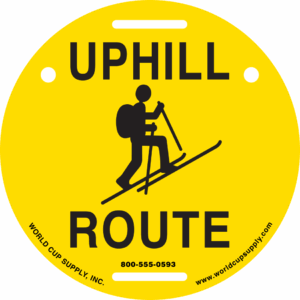 Marking Disc, Yellow, Uphill Route, 9.5" Diameter, Black Ink